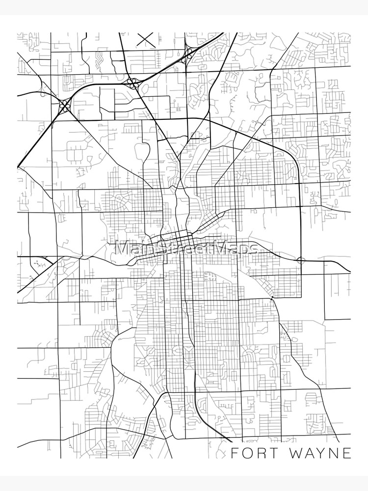 "Fort Wayne Map, USA Black and White" Poster by MainStreetMaps