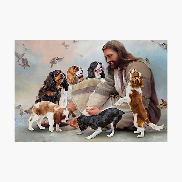 Item preview, God surrounded by Cavalier Dog angels Gift for you - Jesus Cavalier Dog designed and sold by Susanspy007.