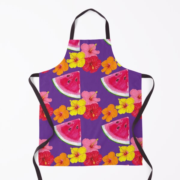 Item preview, Watermelon slices with hibiscus flowers. Summer tropical pattern on a purple background designed and sold by Colibri77.