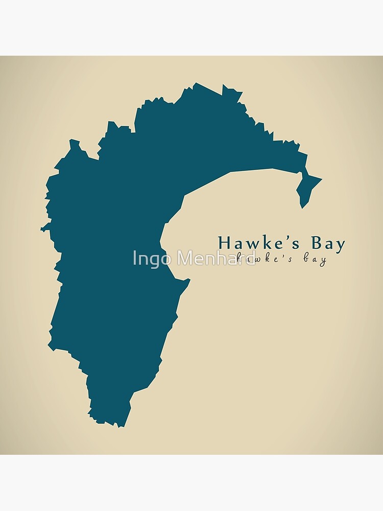 "Modern Map Hawkes Bay region map New Zealand NZ" Poster by