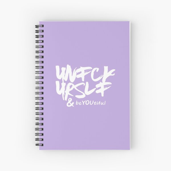 UNFCK URSLF & BeYOUtiful Scratchy Font (White) With Purple Background Spiral Notebook