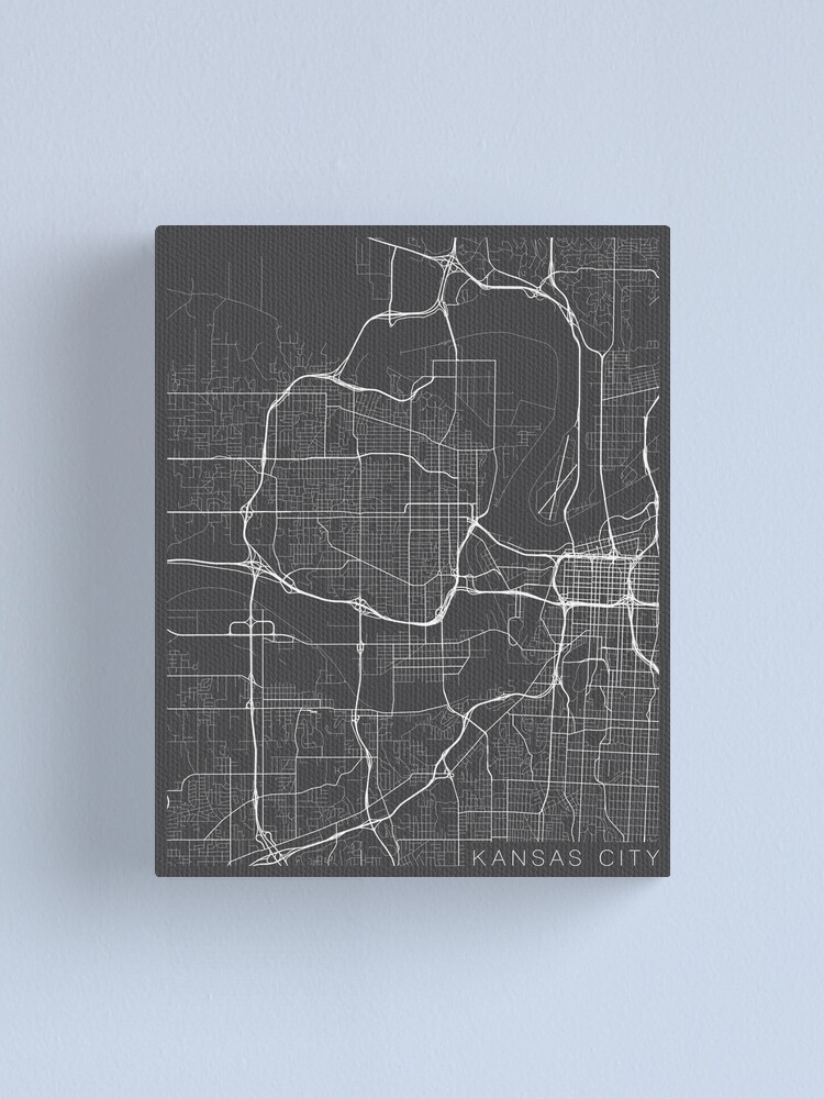 "Kansas City Map, USA Gray " Canvas Print by MainStreetMaps Redbubble