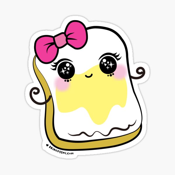 bread and butter cartoon, cute kawaii illustration Sticker