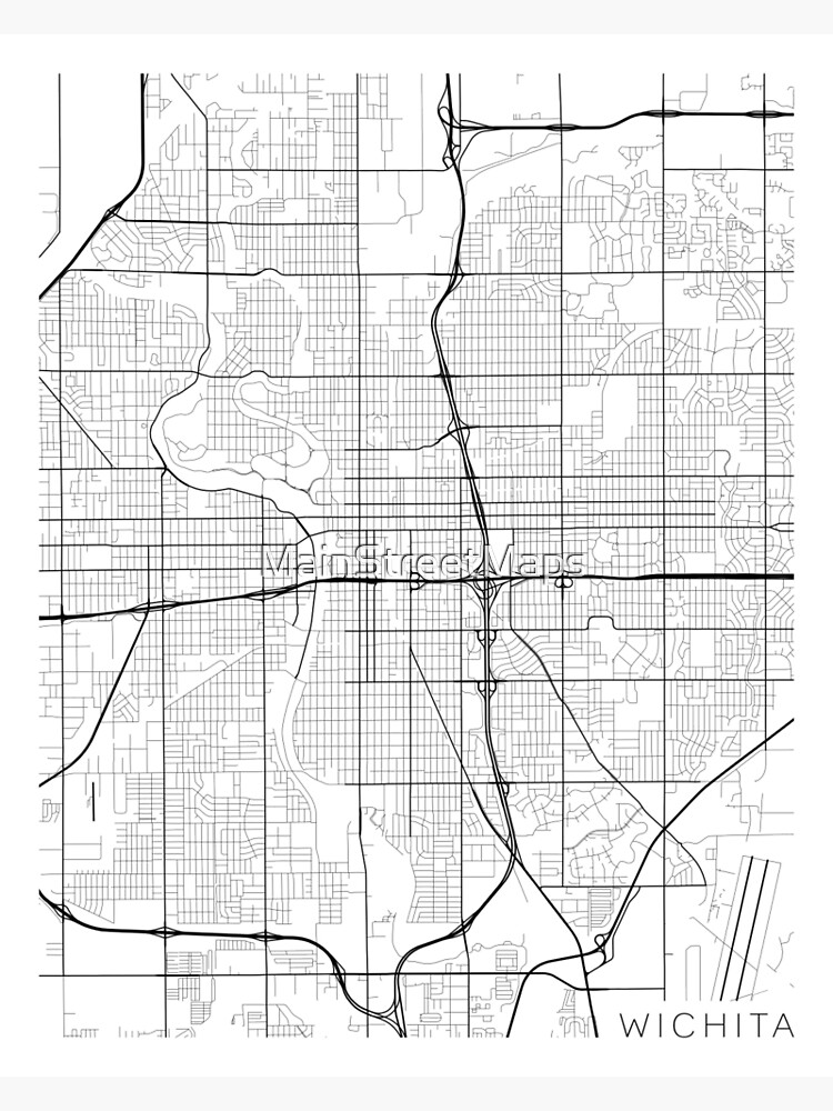 "Wichita Map, USA Black and White" Photographic Print by