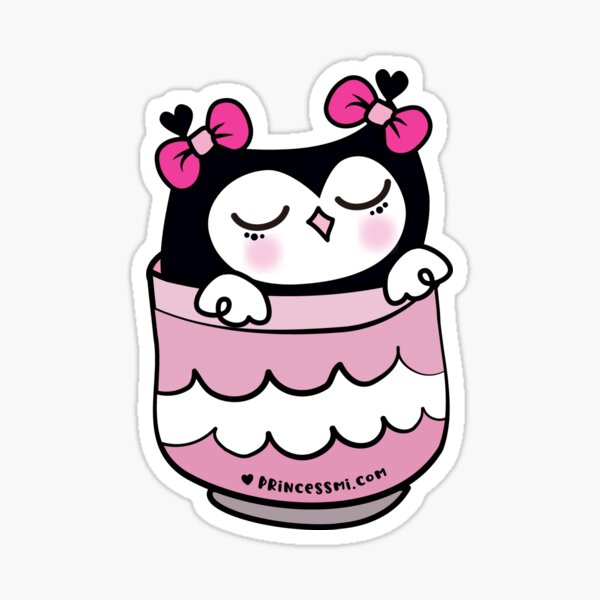 cute kawaii owl in the cup Sticker