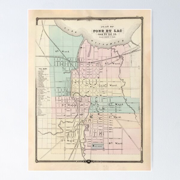 Item preview, Old Fond Du Lac WI (1878) Vintage Wisconsin City & Street Atlas designed and sold by BravuraMedia.