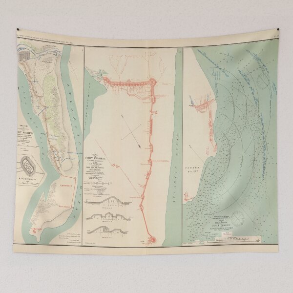 Item preview, Old Second Battle of Fort Fisher Map (1895) Vintage American Civil War Siege Atlas designed and sold by BravuraMedia.