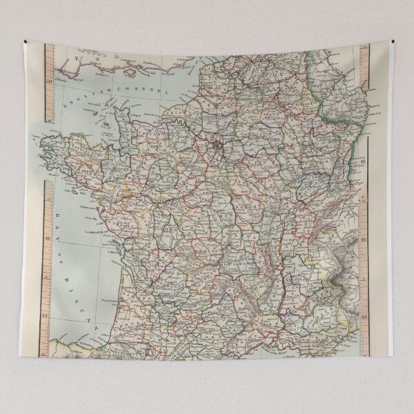 Item preview, Old France Map (1850) Vintage French Country Atlas designed and sold by BravuraMedia.