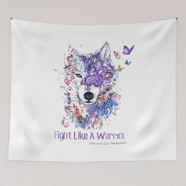 Item preview, WOLF FIGHT LIKE A WARRIOR FIBROMYALGIA AWARENESS designed and sold by Audrinashop.