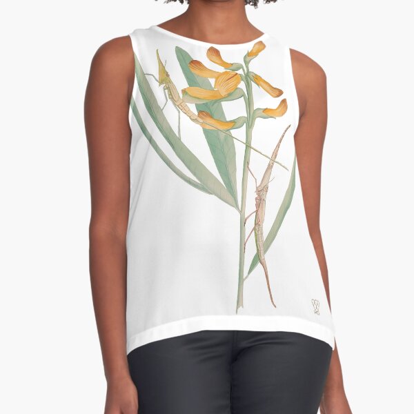 Insects on Orange-Flowered Plant Sleeveless Top