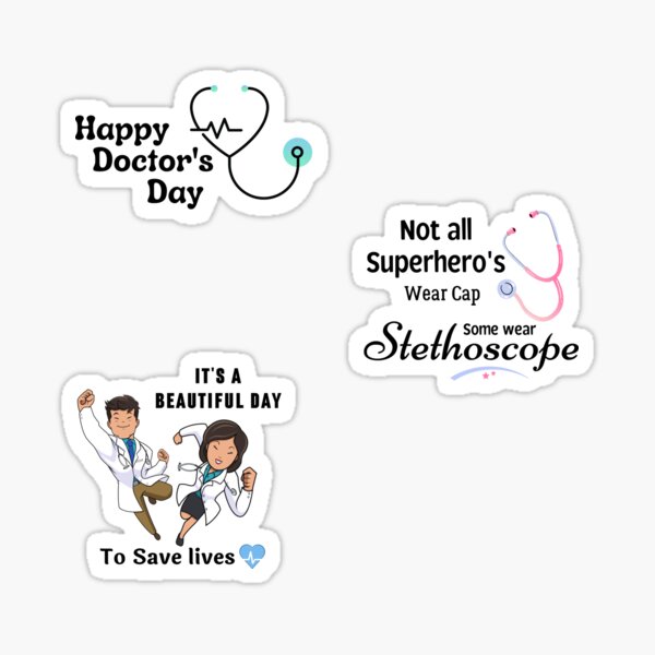 Happy Doctors Day Doctor Physician And Surgeon Design Sticker For