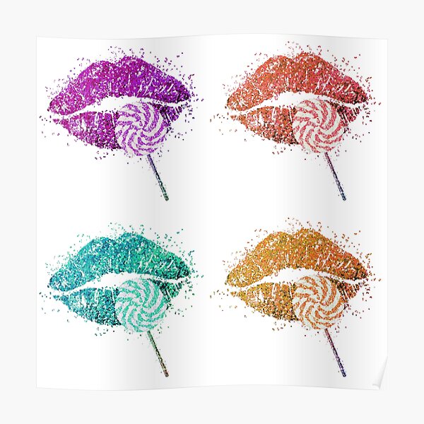 Sexy Glitter Lollipop Lips Sticker Pack Poster By Aredshirt Redbubble