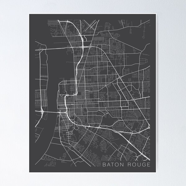 Item preview, Baton Rouge Map, USA - Gray  designed and sold by MainStreetMaps.