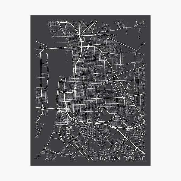 Item preview, Baton Rouge Map, USA - Gray  designed and sold by MainStreetMaps.