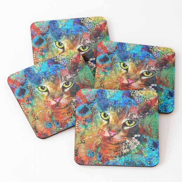 Item preview, Colorful Cat Art Mosaic Style by Sharon Cummings designed and sold by Sharon Cummings Art.