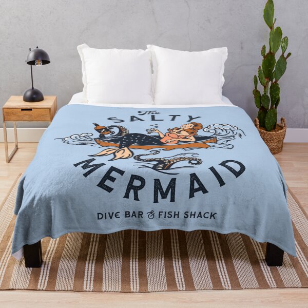 Item preview, "The Salty Mermaid Dive Bar & Fish Shack" Cool Retro Mermaid Travel Design designed and sold by The Whiskey Ginger Design Shop.
