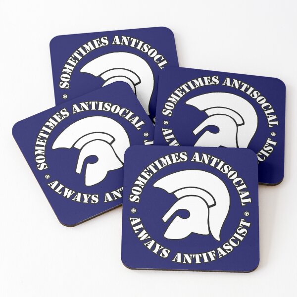 Item preview, Trojan "Sometimes Antisocial - Always Antifascist" white print designed and sold by proofley.