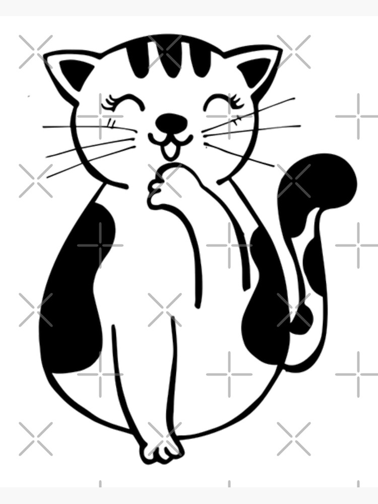 Poster for Sale avec l uvre Chat de dessin anim noir et blanc