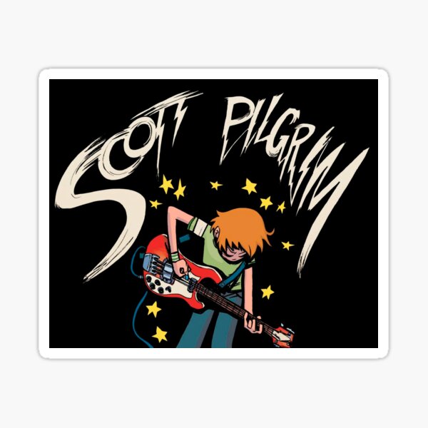 Scott Pilgrim with Bass - Comic Sticker