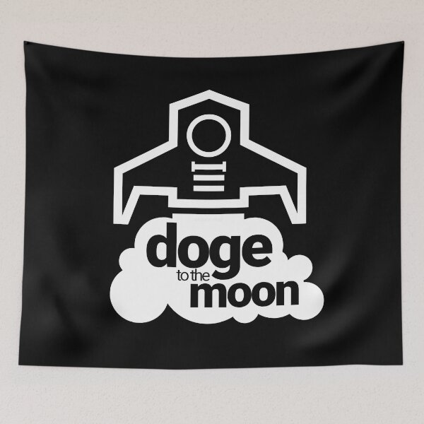 Item preview, doge to the moon investment trading meme all white print designed and sold by tiredofwinning.