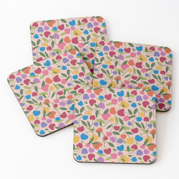 Item preview, "Rainbow Cherries” Colorful Graphic Rainbow Cherry Fruit Designer Print designed and sold by victoriabdesign.