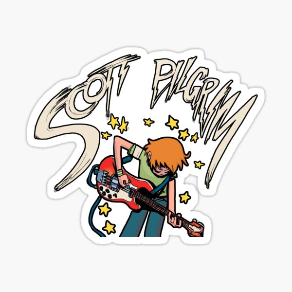 Scott Pilgrim with Bass - Comic (transparent) Sticker
