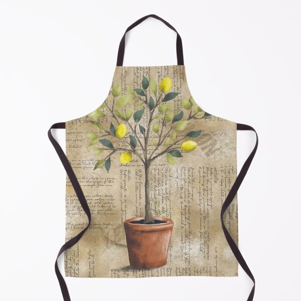 Item preview, Vintage lemon tree pot against lemonade recipe background designed and sold by Gayle McCabe.