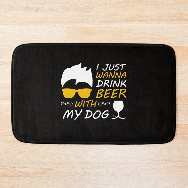 Item preview, I Just Want To Drink Beer With My Dog - Trendy quote typographical White + Yellow designed and sold by WearWolfDesigns.