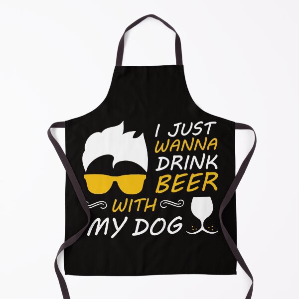 Item preview, I Just Want To Drink Beer With My Dog - Trendy quote typographical White + Yellow designed and sold by WearWolfDesigns.
