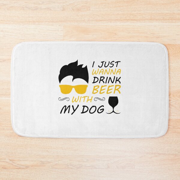 Item preview, I Just Want To Drink Beer With My Dog - Trendy quote typographical Black + Yellow designed and sold by WearWolfDesigns.