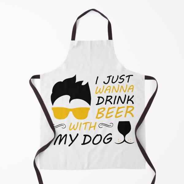 Item preview, I Just Want To Drink Beer With My Dog - Trendy quote typographical Black + Yellow designed and sold by WearWolfDesigns.