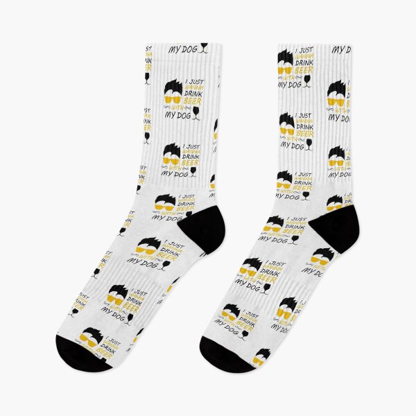 Item preview, I Just Want To Drink Beer With My Dog - Trendy quote typographical Black + Yellow designed and sold by WearWolfDesigns.
