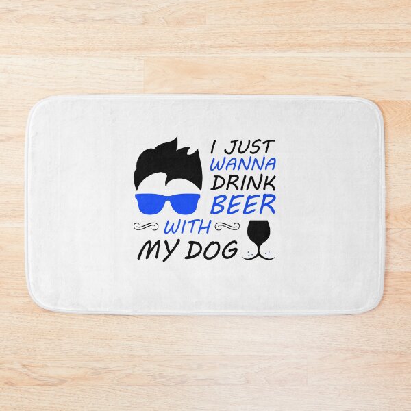 Item preview, I Just Want To Drink Beer With My Dog - Trendy quote typographical Black + Blue designed and sold by WearWolfDesigns.