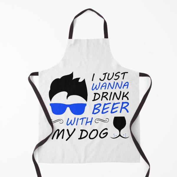Item preview, I Just Want To Drink Beer With My Dog - Trendy quote typographical Black + Blue designed and sold by WearWolfDesigns.