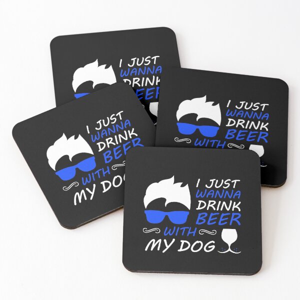Item preview, Copy of I Just Want To Drink Beer With My Dog - Trendy quote typographical White + Blue designed and sold by WearWolfDesigns.