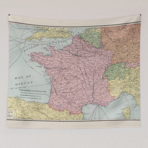 Item preview, Old France Map (1925) Vintage French Country Atlas designed and sold by BravuraMedia.