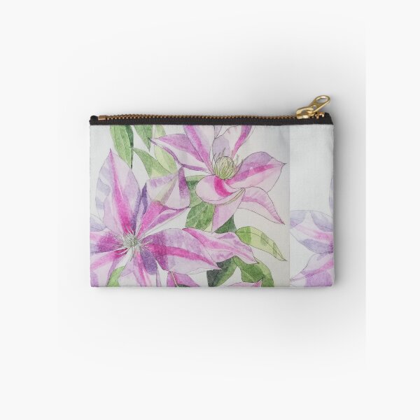 Item preview, Pink clematis watercolor flowers painting  designed and sold by esvb.