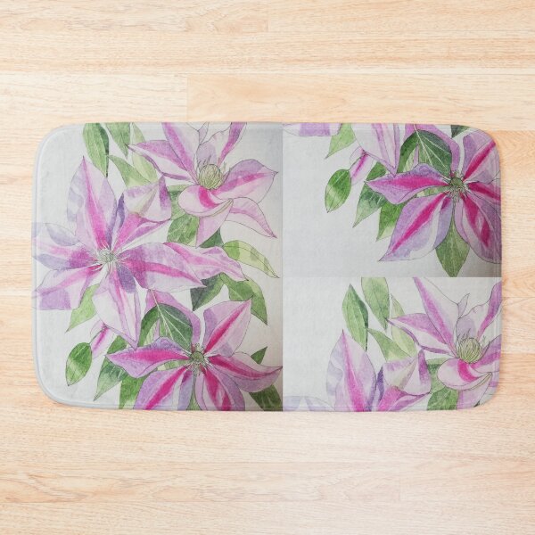 Item preview, Pink clematis watercolor flowers painting  designed and sold by esvb.