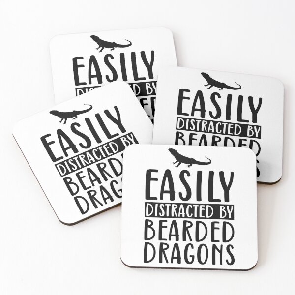 Easily Distracted By Bearded Dragons Coasters (Set of 4)