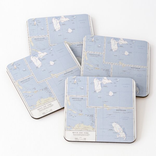 Item preview, Old French West Indies Map (1960) Vintage Guadeloupe, Martinique, St Barts, St Martins Chart designed and sold by BravuraMedia.