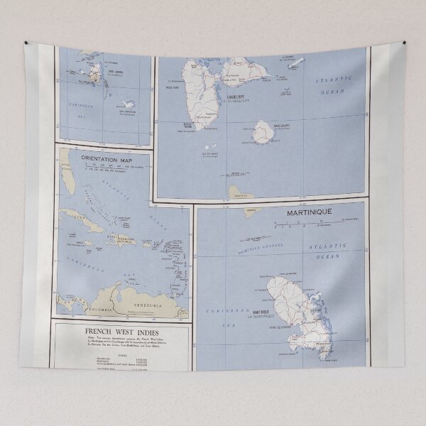 Item preview, Old French West Indies Map (1960) Vintage Guadeloupe, Martinique, St Barts, St Martins Chart designed and sold by BravuraMedia.