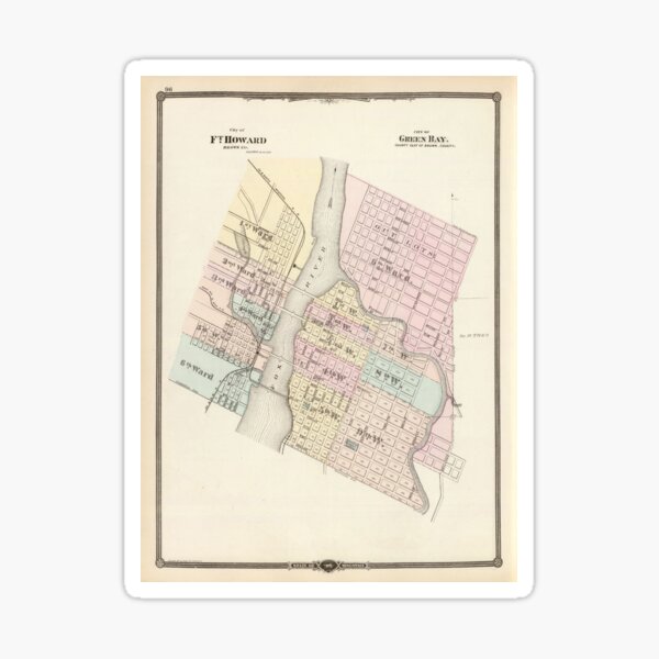 Item preview, Old Green Bay & Ft Howard WI Map (1878) Vintage Wisconsin City and Street Atlas designed and sold by BravuraMedia.