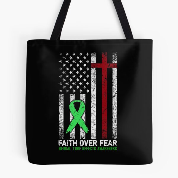 Item preview, Christian Distressed USA Flag Cross Faith Over Fears Neural Tube Defects Awareness designed and sold by Brad-FI.