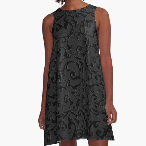 Black Paisley A-Line Dress