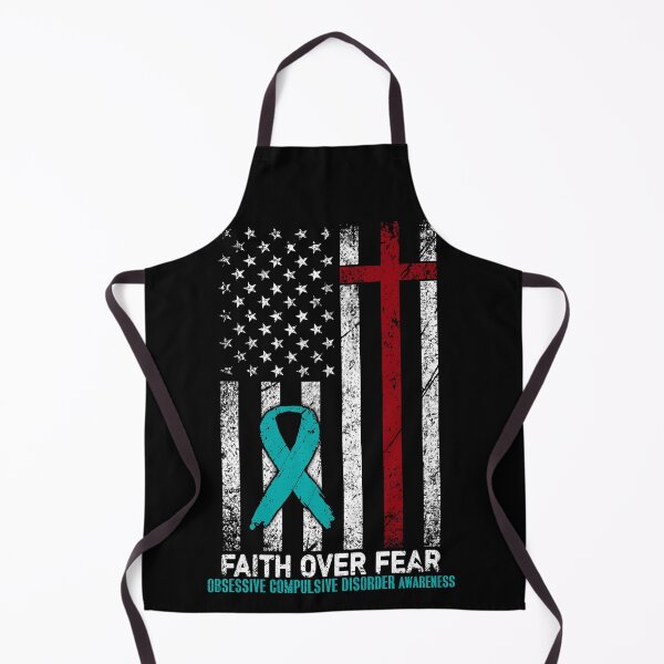 Item preview, Christian Distressed USA Flag Cross Faith Over Fears Obsessive Compulsive Disorder Awareness designed and sold by Brad-FI.