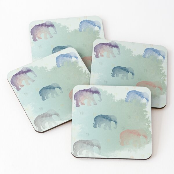 Item preview, Elephants with green watercolor texture designed and sold by Zoraida Olvera.