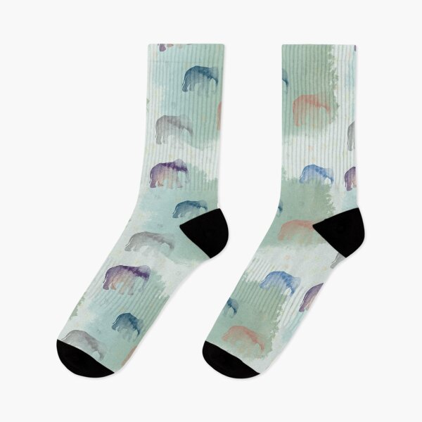 Item preview, Elephants with green watercolor texture designed and sold by Zoraida Olvera.