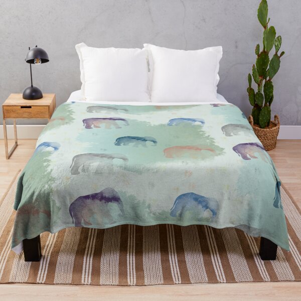 Item preview, Elephants with green watercolor texture designed and sold by Zoraida Olvera.
