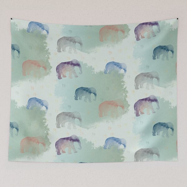 Item preview, Elephants with green watercolor texture designed and sold by Zoraida Olvera.