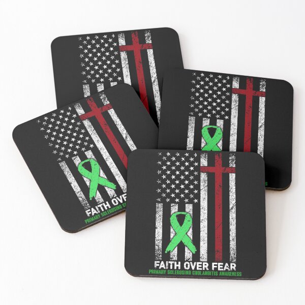 Item preview, Christian Distressed USA Flag Cross Faith Over Fears Primary Sclerosing Cholangitis Awareness designed and sold by Brad-FI.